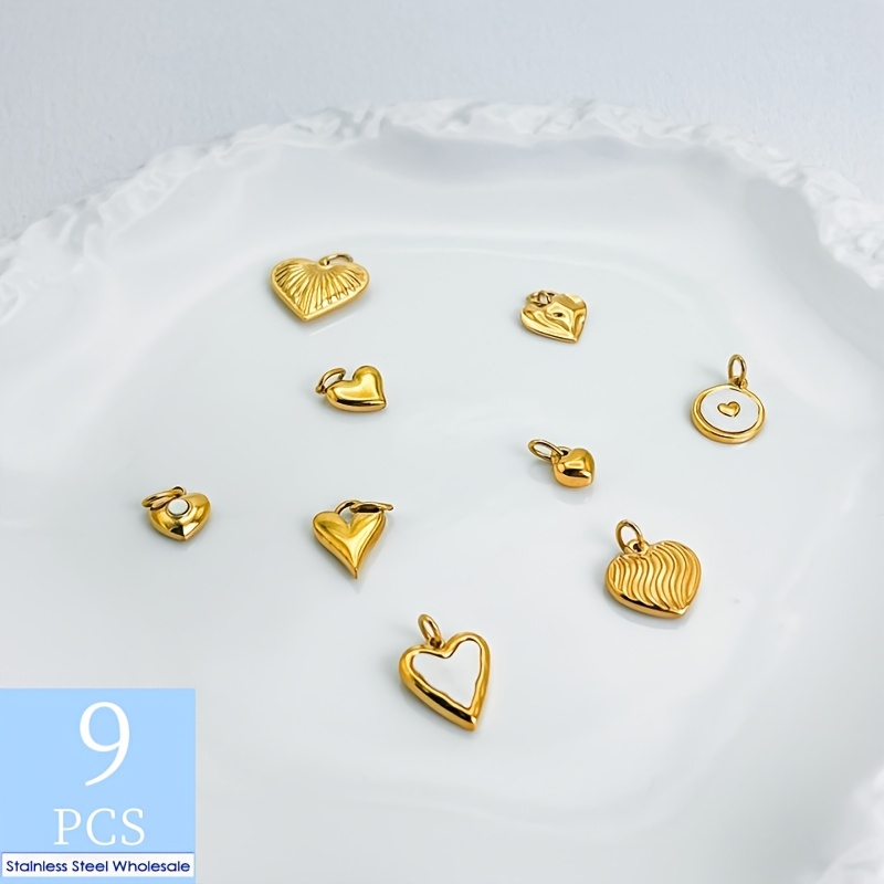 9pcs Carnival Set Stainless Steel Multi-Heart Pendant Charms